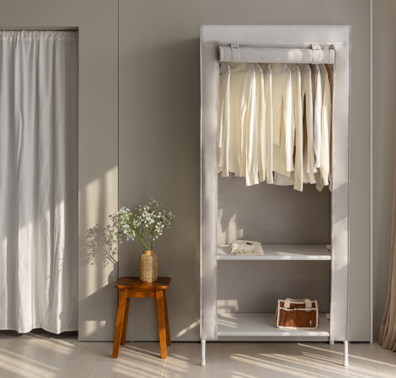 간편 조립 간이 싱글장롱 자취방 베란다 1인옷장 천 수납옷장