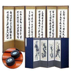 고급원목 백색 추사김정희 6폭병풍 버팀고무 고정장치 제사용 제사병풍