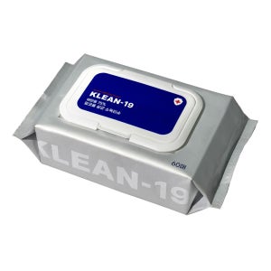 KLEAN-19 소독티슈 에탄올 75% 살균 알콜티슈 차량용 60매 1박스 환경부