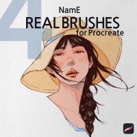 프로크리에이트 리얼 드로잉 브러쉬팩 4종 & 종이질감 by NamE