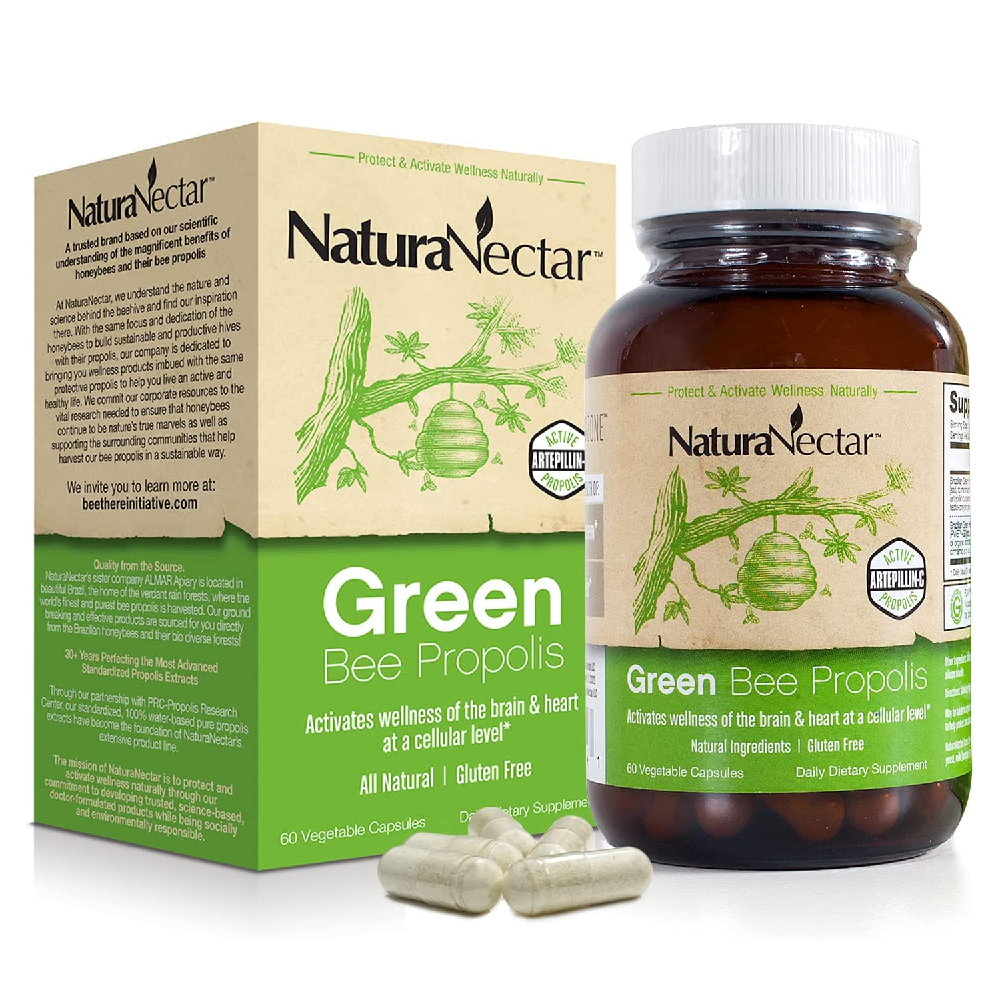 네츄라넥타 Naturanectar 브라질 <b>그린 비</b> 초록 아르테필린C 케르세틴 프로폴리스 60 베지캡슐