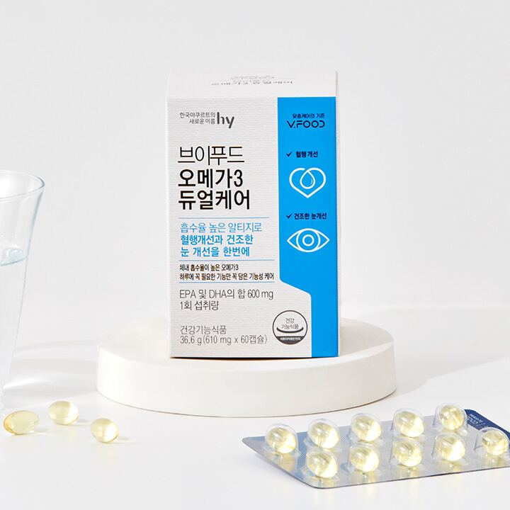 한국야쿠르트 <b>오메가3</b> 듀얼케어 <b>rTG</b>형 1개월 (610 mg x 60 캡슐)