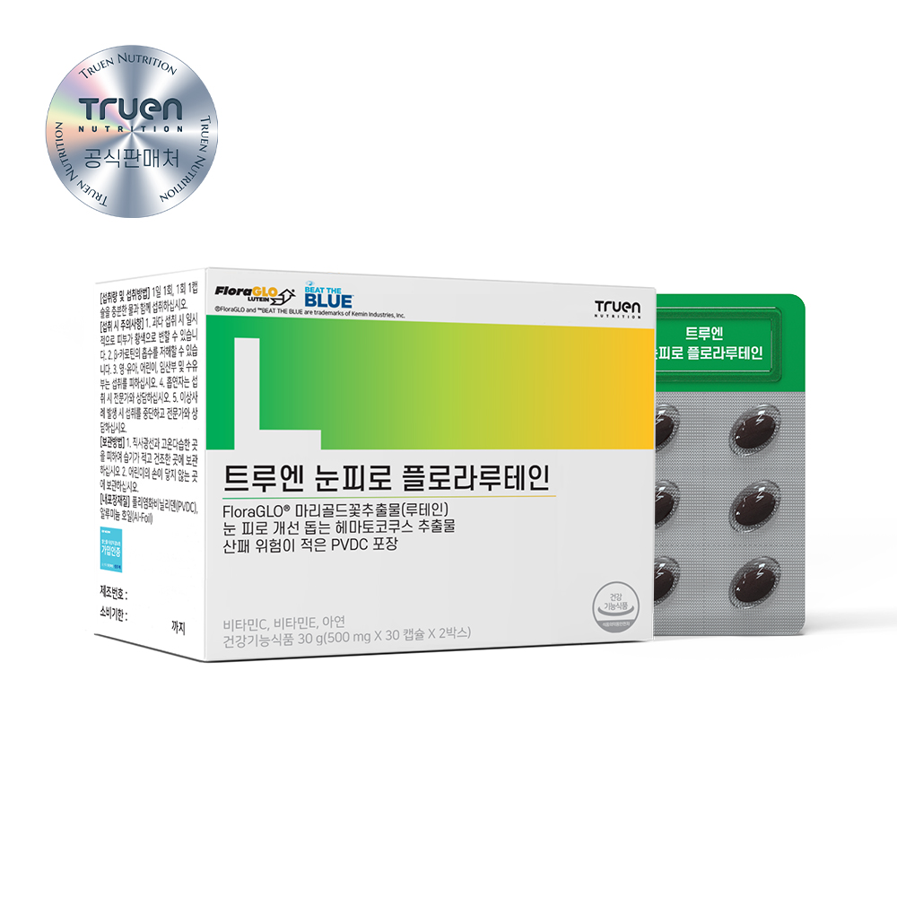 트루엔 플로라 루테인 <b>아스타잔틴</b> 눈 건강 피로 개선 60캡슐, 1개
