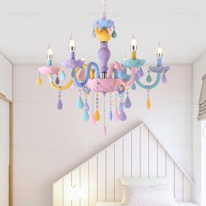 레인보우 파스텔 마카롱 샹들리에 천정 LED 조명 카페 거실 아이방 키즈룸
