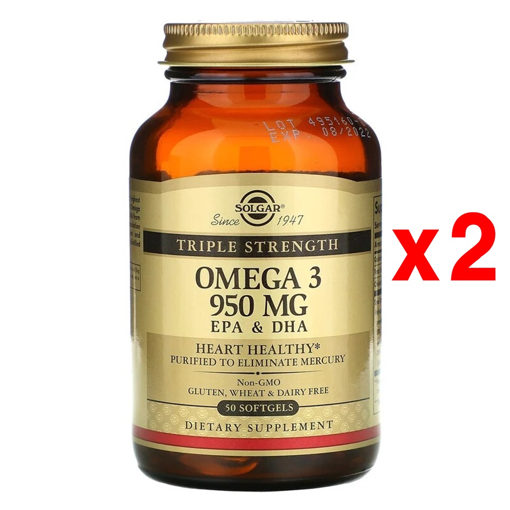 솔가 <b>오메가3 950 mg</b> EPA &amp; DHA Triple Strength 50정 2개