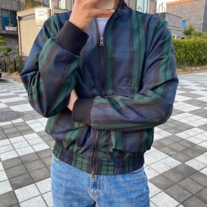 남자 가먼츠 투웨이 블루종 항공점퍼 타탄체크