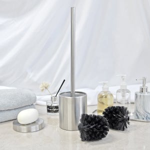 스텐 변기솔 세트+변기솔 2P 심플 스테인레스 화장실 욕실 다용도 청소 브러쉬 리필 포함