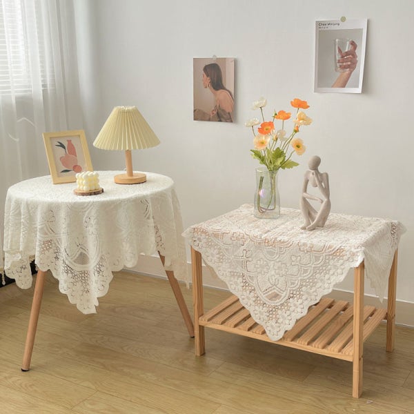 플라워 레이스 테이블보 협탁보 식탁보 북유럽 빈티지 미니 레이스 테이블 덮개 60x60cm