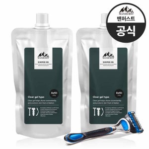 트러블 안나는 맨허스트 쉐이빙폼 면도크림 투명 쉐이빙젤 면도젤 리필 250g×2개