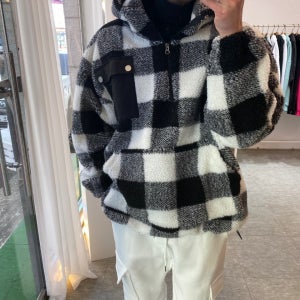 DANDY deBL 남녀공용 체크 덤블 뽀글이 아노락 티셔츠 2 COLOR