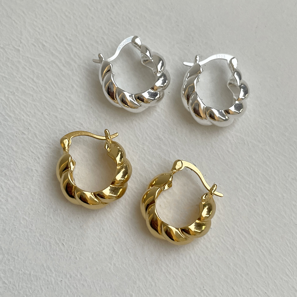 꽈배기 원터치 링 귀걸이 twisted hoop earring