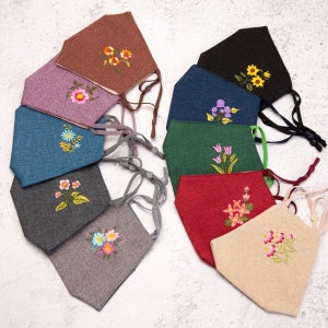 웨딩 한복 혼주 전통 꽃자수 사계절 새부리형 모시 대마 면 입체 패션 마스크 필터교체형