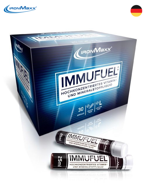 [독일 프리미엄 <b>비타민</b>] <b>아이언맥스</b> 이뮤퓨엘 30개입 앰플형 (Ironmaxx Immufuel 30 Ampules) 25ml x 30ea