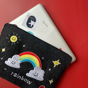 [레인보우] 리사이클링 노트북 파우치-챠콜