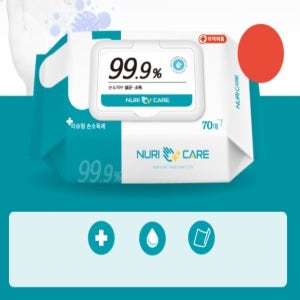 식약처OK 개별포장 손소독 알콜 세정 티슈 70매 의약외품 바이러스 코로나 살균력 99%