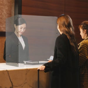 ㄷ자 접이식 3면 코로나 아크릴 가림막 / 투명 안심 비대면 칸막이