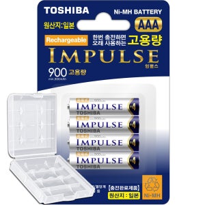 도시바 임펄스 AAA 충전지 Typ.950mAh 고용량 충전용 건전지 4개입