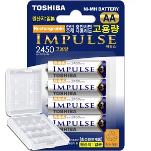 도시바 임펄스 AA 충전지 Typ.2550mAh 고용량 충전용 건전지 4개입