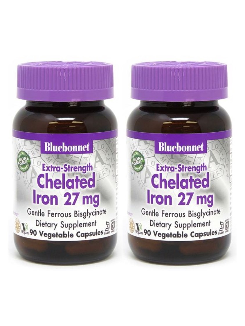 블루보넷 엑스트라 스트렝스 <b>킬레이트</b> 철분제 <b>아이언 27mg</b> 베지캡슐 90정 x 2팩
