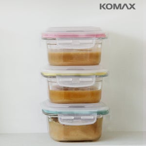 코멕스 이유식 글라스 보관용기 210ml 3p 반찬통 밀폐