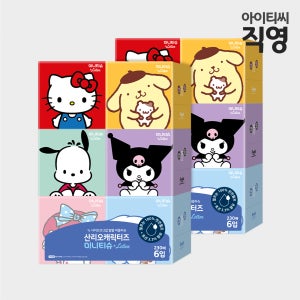 [리뉴얼] 산리오캐릭터즈 2겹 미니 미용티슈 각티슈 6입 230매, 2개