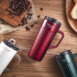 핫콤 밀폐형 손잡이 뉴트로 보온보냉 텀블러 520ml/차량용텀블러