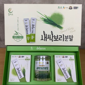 참미소 새싹보리선물세트 국산 국내산 무농약 초미립자 가루(분말 150g 1통+스틱 2박스)