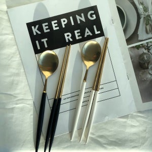 몽블랑 에펠 골드 커트러리 세트 국산 고급 예쁜 한식 신혼 부부 수저세트