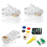 랜선만들기 RJ45 랜 커넥터 일반형 통과형 CAT5E CAT6 비닐팩 100개입