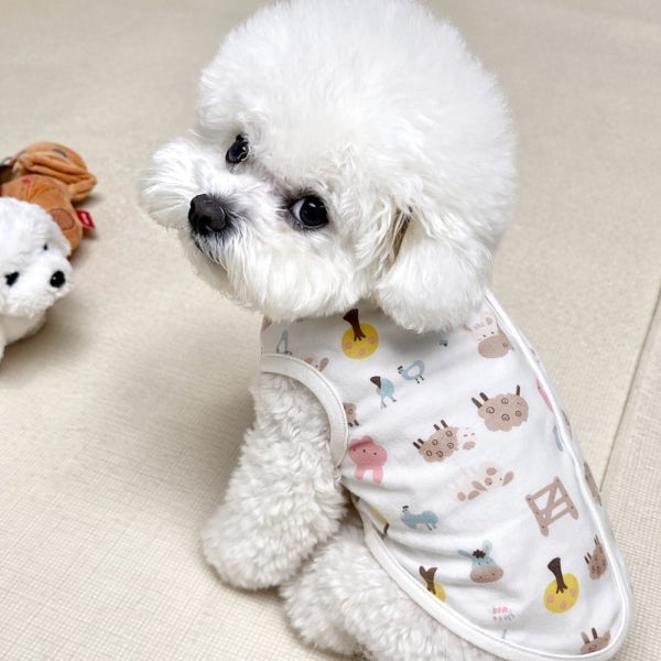 강아지옷 강아지 쿨나시 여름옷 실내복 잠옷 조끼 오가닉 순면 수면조끼 포근해꿀잠S