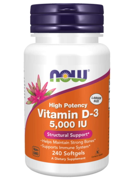 NOW고함량 <b>비타민D</b>3 5000 IU 240정 임산부 <b>비타민디</b> 결핍 보충제