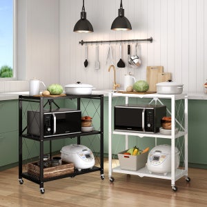 유씨엠 버니 접이식선반 폴딩선반 철제 원터치 715x340x860mm, 3단, 블랙