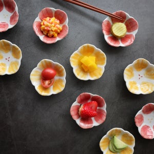 일식 꽃 종지 소스볼 종지 반찬 옐로우 그릇