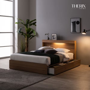 더릭스홈 디칸토 LED 조명 통서랍 수납 침대프레임 퀸(Q)