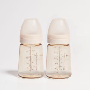 마더케이 신생아 PPSU 젖병 배앓이 방지 (노꼭지) 180ml, 2개, 크림