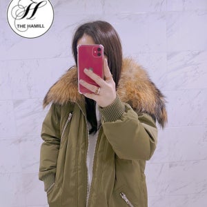 세-일 JS뉴욕 YJP6 통라쿤퍼 풍성한 카라 덕다운 오리털 여성 롱 패딩 야상 점퍼