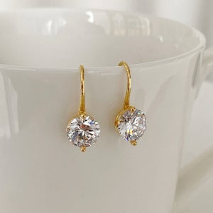 (무배) 클래식 블링 큐빅 후크 드롭귀걸이