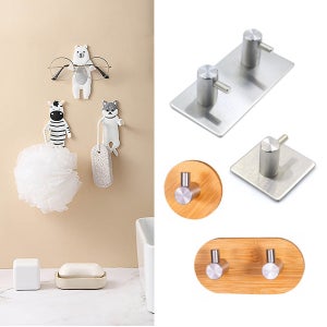 스텐 무타공 후크 고리 행거 거치대 매직 동물 흡착