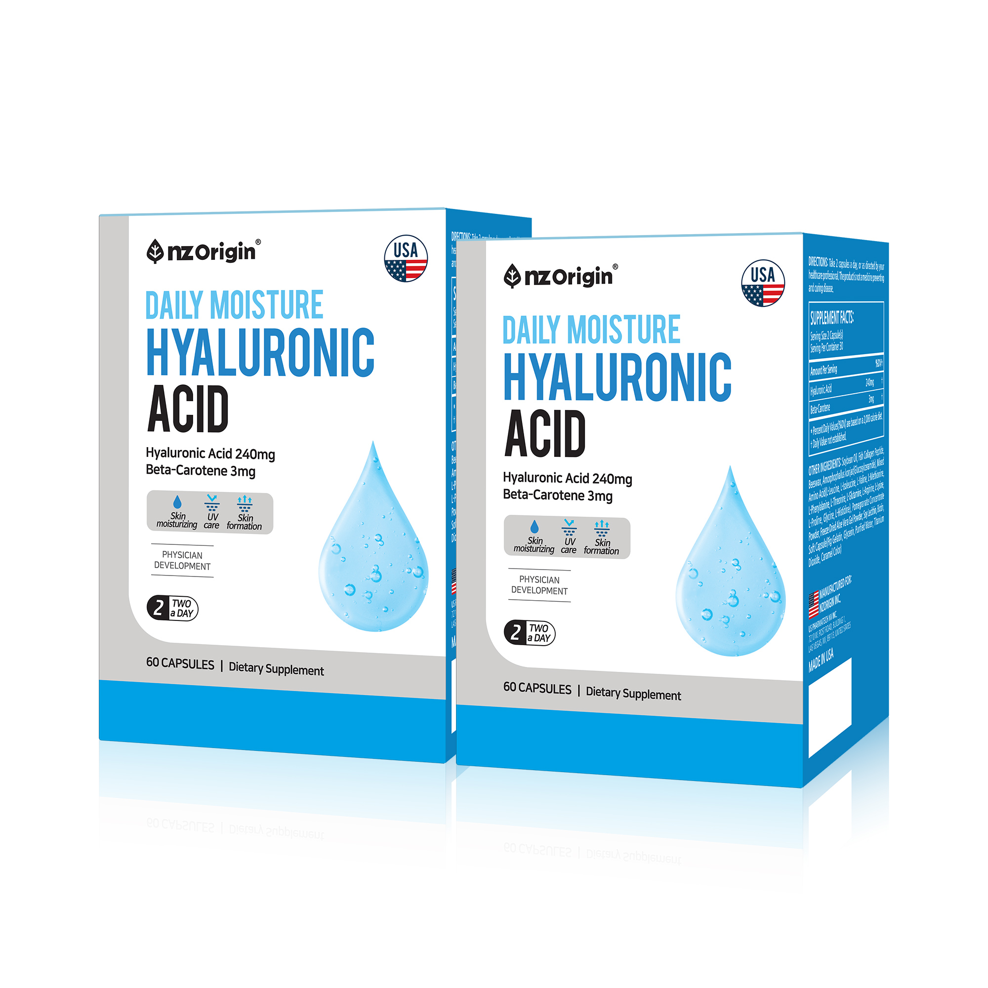 <b>엔젯오리진</b> 데일리 모이스처 먹는 <b>히알루론산</b> 영양제 60캡슐, 2개