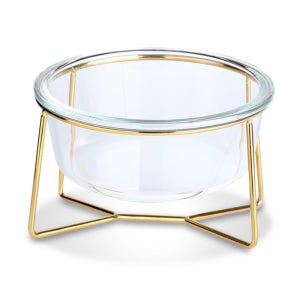 딩동펫 반려동물 라인 유리 투명식기 골드 소형