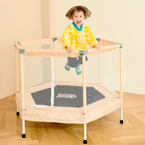 해피플레이 아기 유아 어린이 실내 점핑 트램폴린 중형 안전망 포함