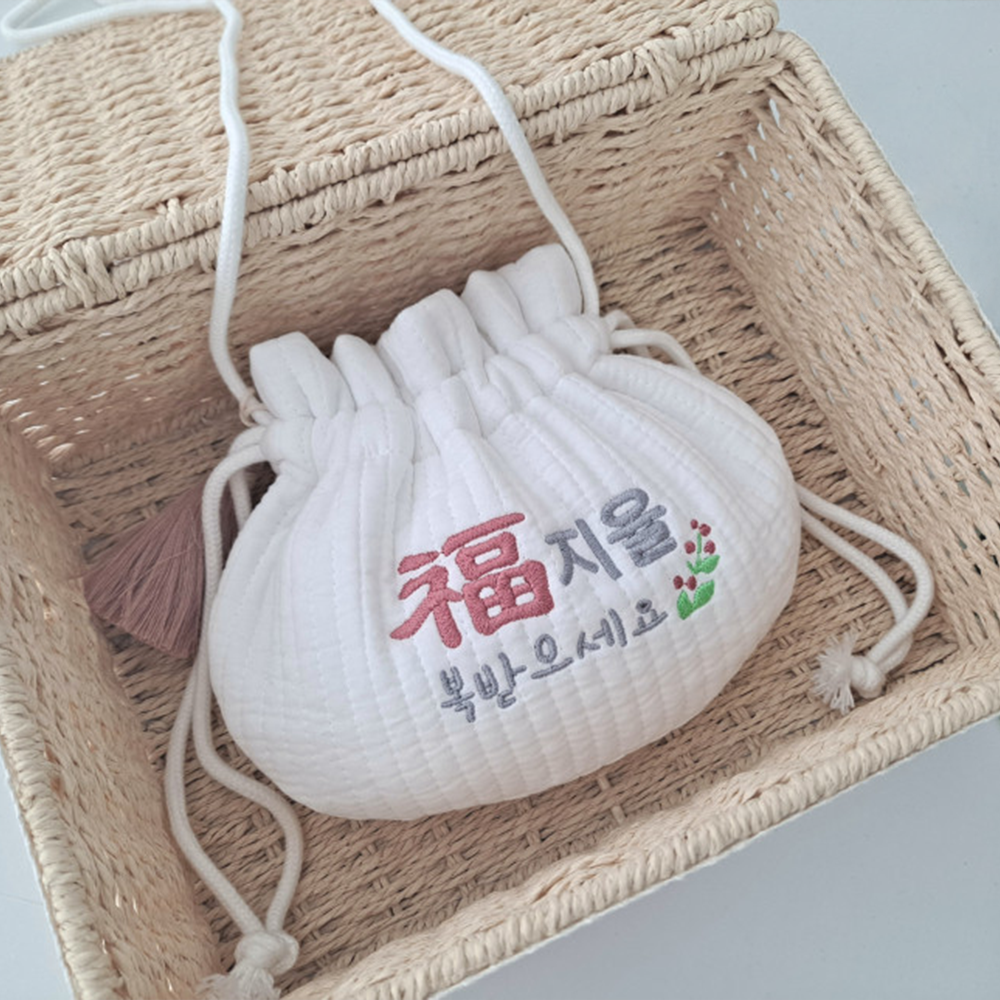 [태슬무료증정]아기 추석 설날 이름자수 용돈 복주머니 명절필수품 아기가방 디자인 1 앞면자수