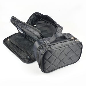 여행용 사각 화장품 지퍼 수납 파우치 대용량 브러쉬 메이크업 2단 더블 콤보 소형 대형 백