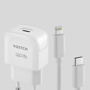 Q라인 USB C타입 PD 18W 고속 충전기 C To 라이트닝 8핀 아이폰 케이블 패키지 YC-T1U400C8