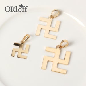 14K 금 심플 만자 목걸이 펜던트 불교메달