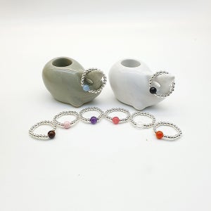 파워스톤 천연석 원석 반지(자수정 호안석 로도크로사이트 핑크쉘 백수정 오닉스 아쿠아마린)