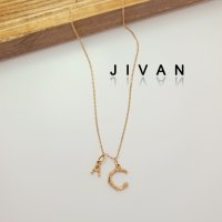 JIVAN 우드 느 셀린 빈티지 알파벳 이니셜 목걸이 14k 18k