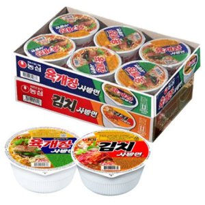 농심 육개장 사발면 6개입 + 김치 사발면 6개입 Set
