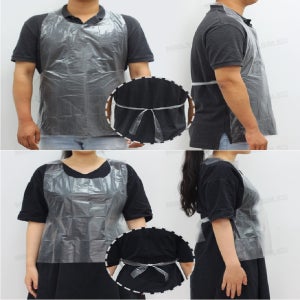 200매 비닐 일회용 앞치마 염색 방수 에어프런 가운 어른 턱받이 조끼형 세차 환자용