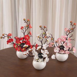 매화 조화 화분 유니크 set 30cm 3컬러 인테리어 꽃 테이블 장식 소품 꾸미기